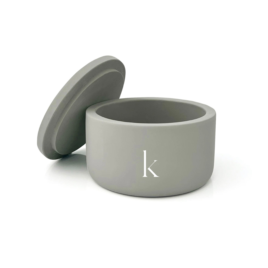 Soy Scented Candle, Handmade Cement Jar + Lid 14 oz