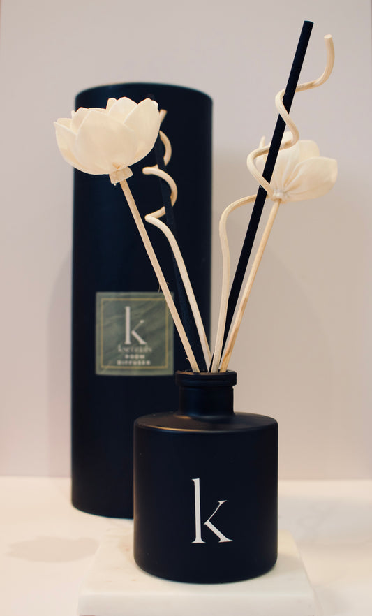 Reed Diffuser – 4 oz Matte Black Glass, Long-Lasting, Flame-Free Home Fragrance | Handmade in Miami Fall Scent Collection. Perfect gift for women, mom, sister, anniversary, holidays