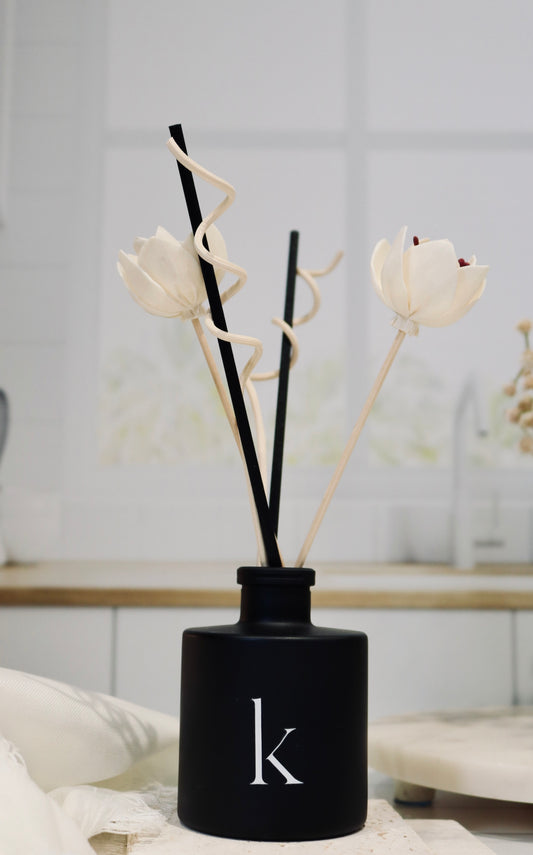 Reed Diffuser – 4 oz Matte Black Glass, Long-Lasting, Flame-Free Home Fragrance | Handmade in Miami Fall Scent Collection. Perfect gift for women, mom, sister, anniversary, holidays