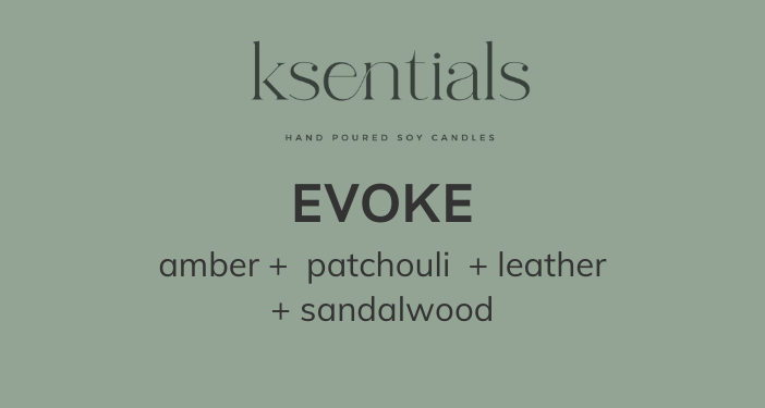 Gift Set Fall Collection — Evoke: amber +  patchouli  + leather + sandalwood,  Soy Candle, Room/Linen Spray, & Duffuser – Hand Poured, Clean Burning, Artisan gift ready, Eco & Pet Friendly Candles. Women gift, prayer, meditation relax cozy candles