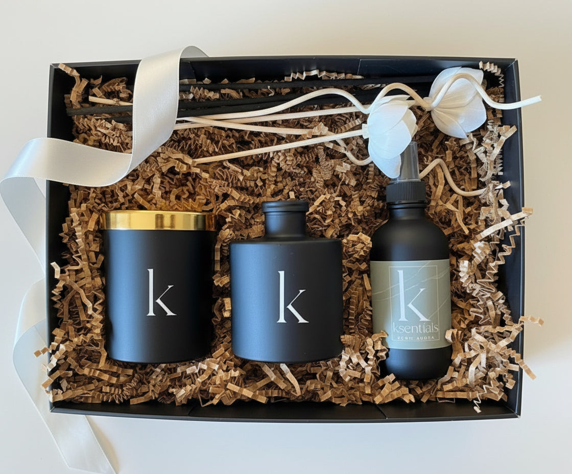 Gift Sets: 3-Piece Gift Box - 5oz Soy Candle, Room Spray and Reed Diffuser